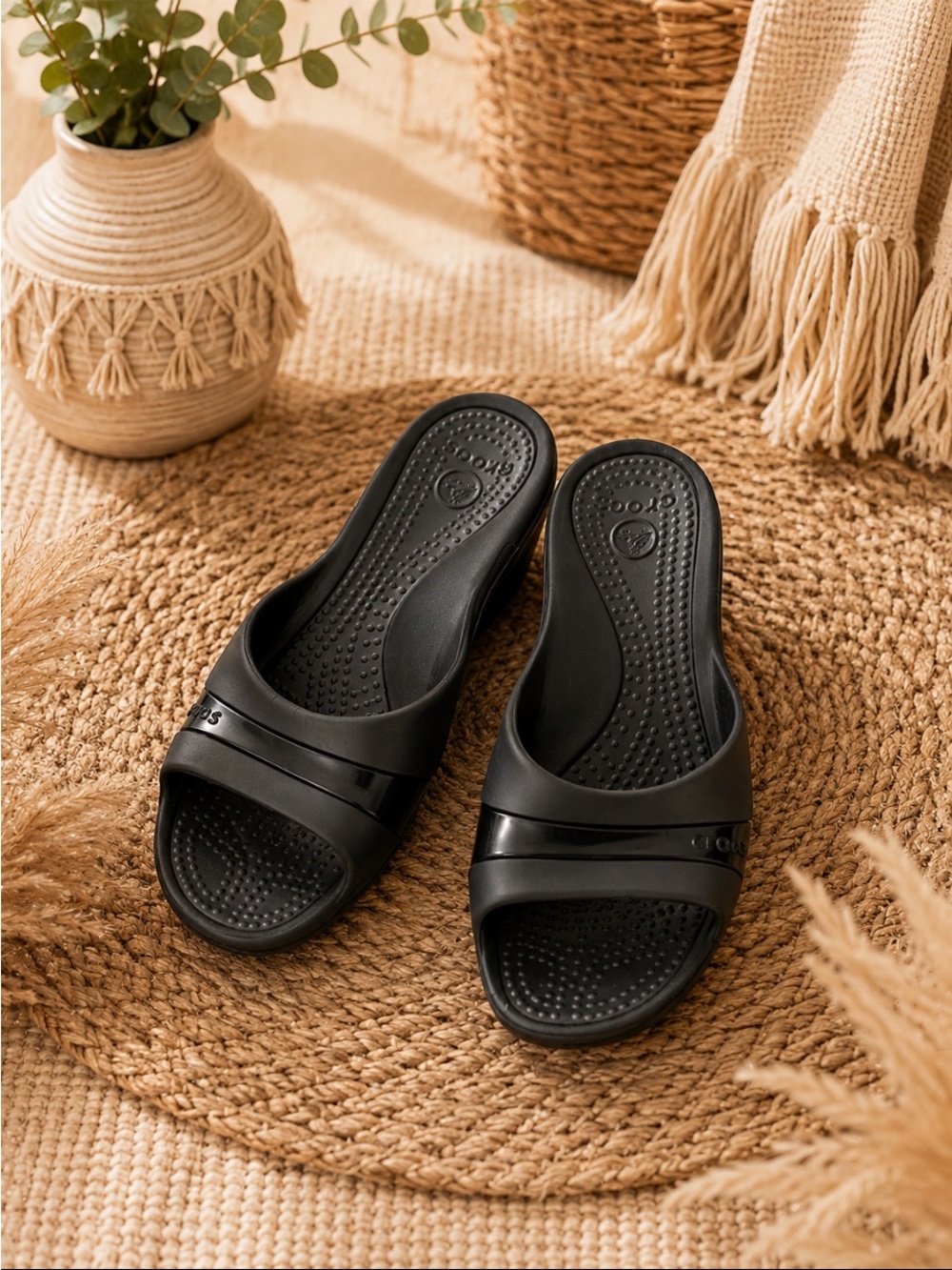 Crocs Black Slide Sandals for Women - Comfort Slip-On